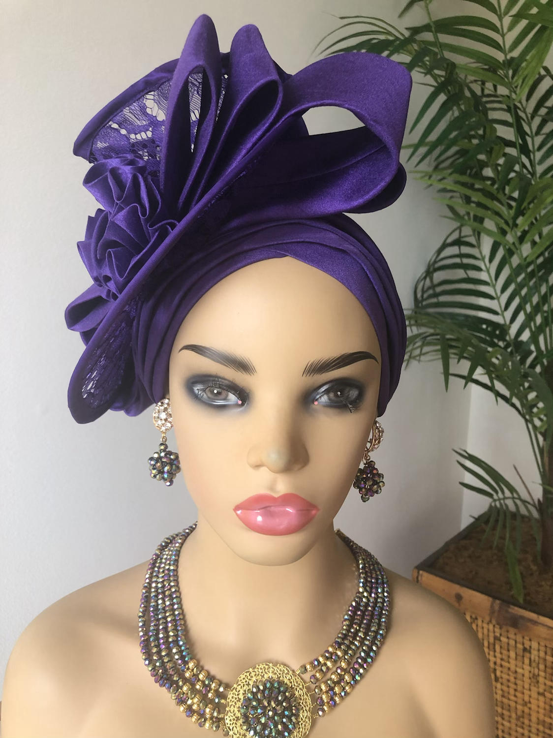 Ada  purple Fascinator Turban