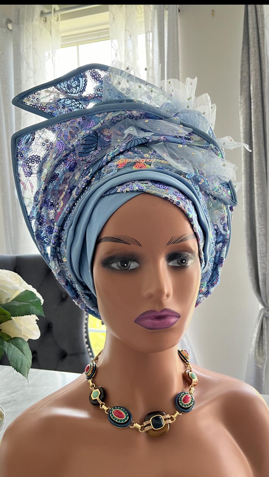 Auto Gele headwrap /  Bridal Auto Gele/  African Auto Gele