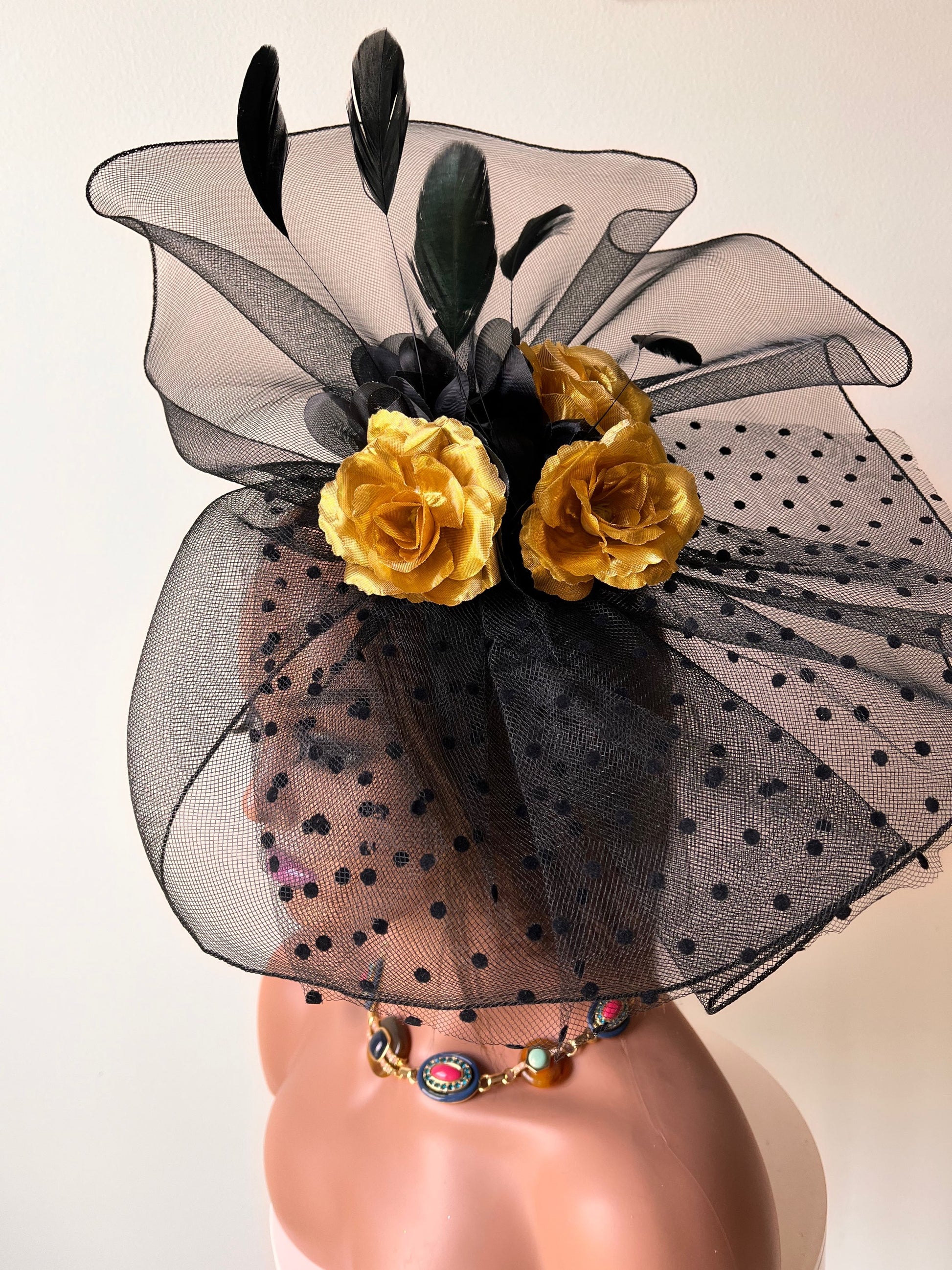 Derby Black  and Gold Fascinator