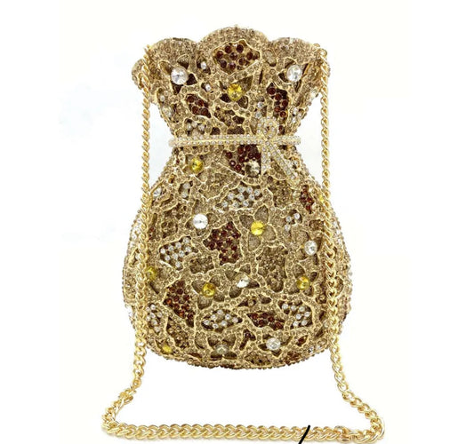 Gold Crystal Rhinestone Clutch.
