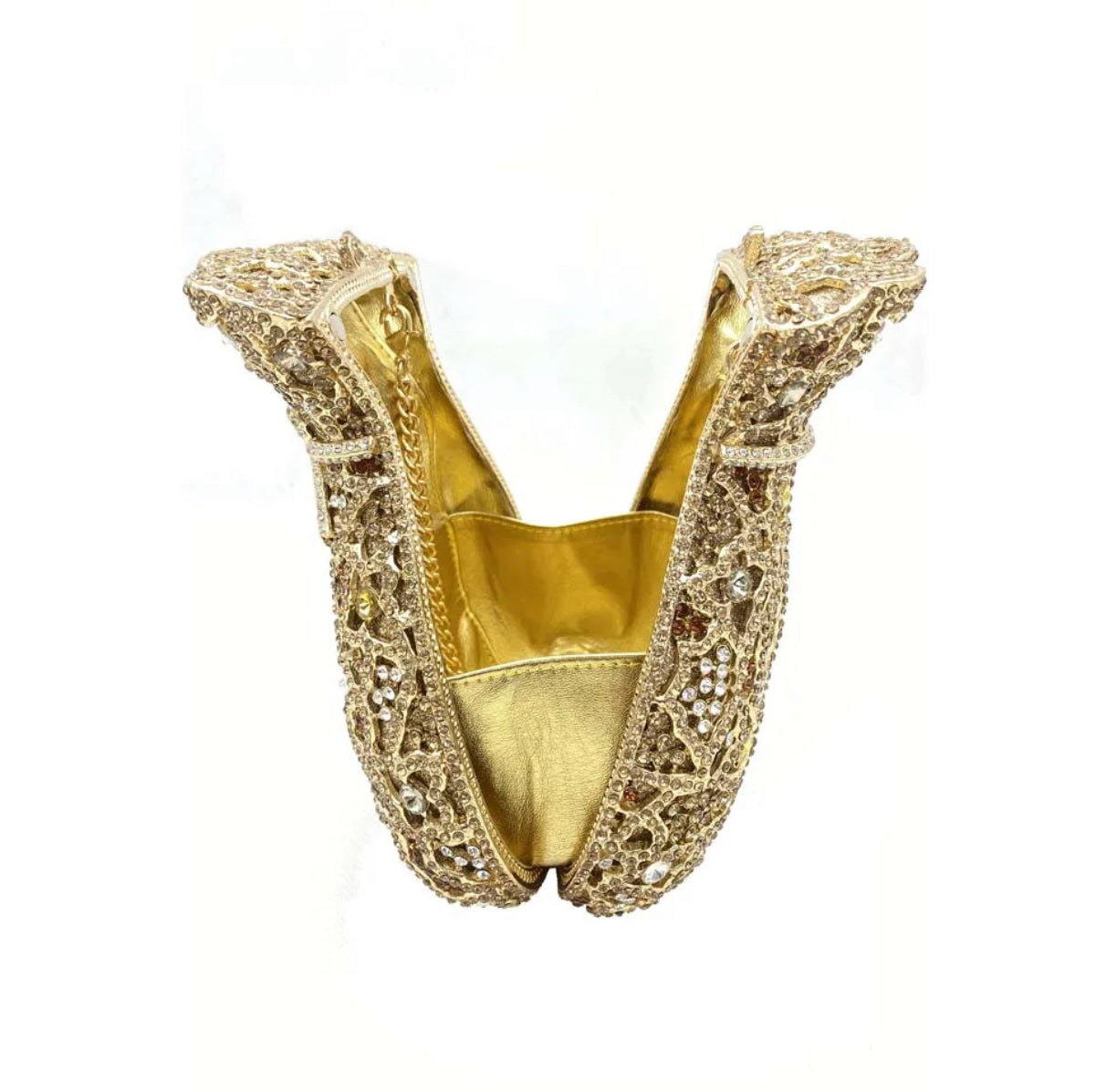 Gold Crystal Rhinestone Clutch.