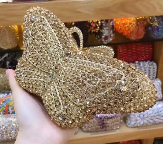 Butterfly Gold Crystals purse