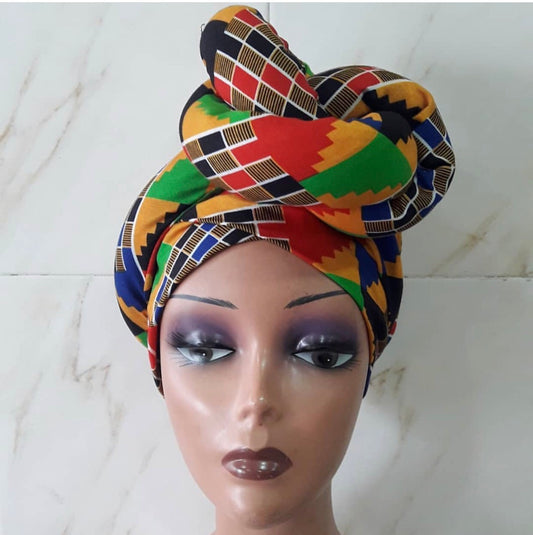 Pre tie Turban / African Queen Turban / Kente Turban