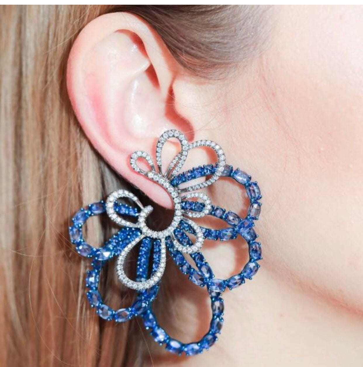 Big Classy CZ  Handmade Earrings