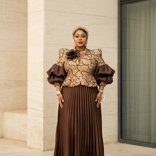 Mother of the Bride Dress, Ruffled sleeves Birthday Gown