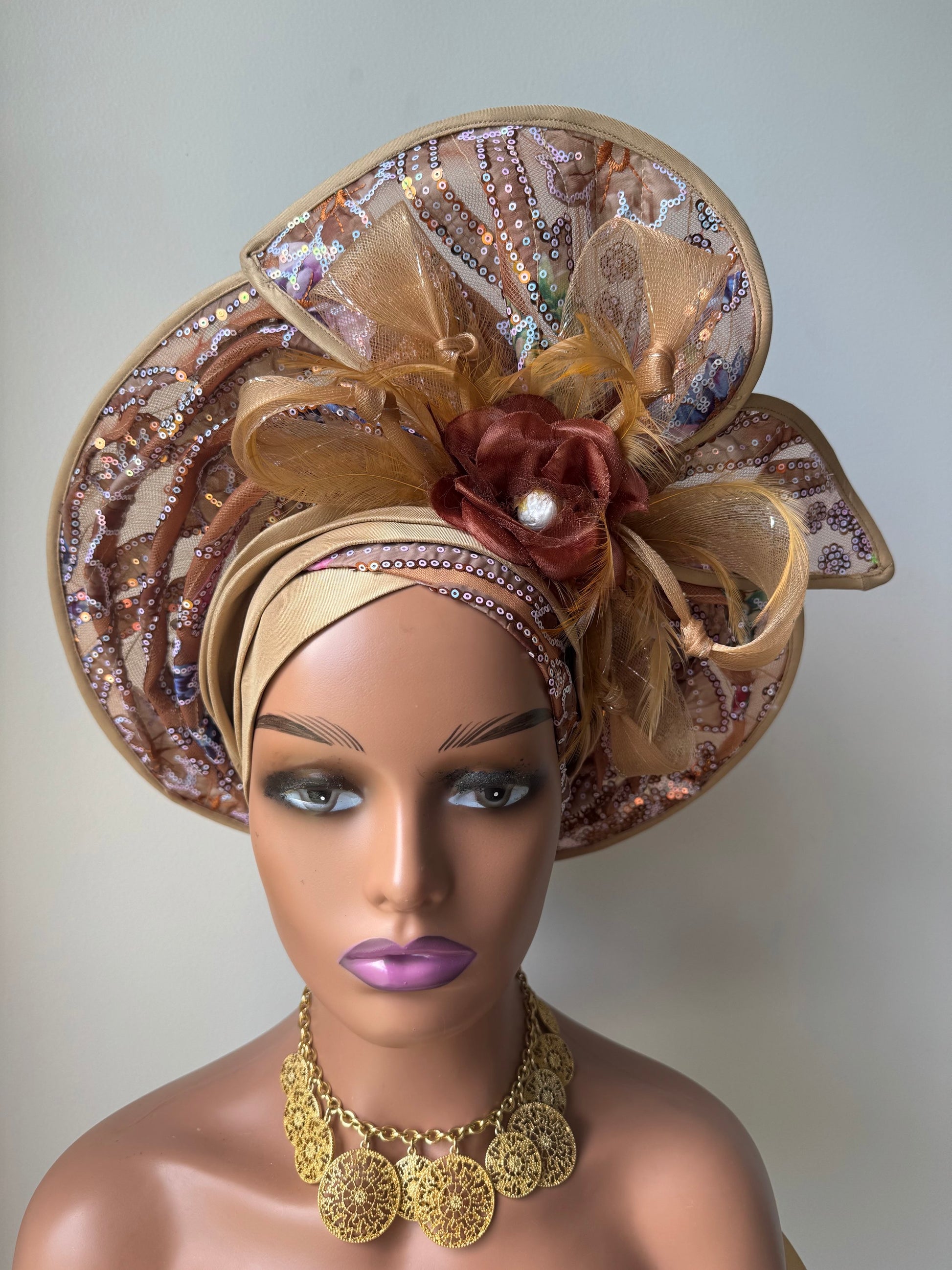 Nora Auto Gele / Ready made Gele / Bridal Auto Gele