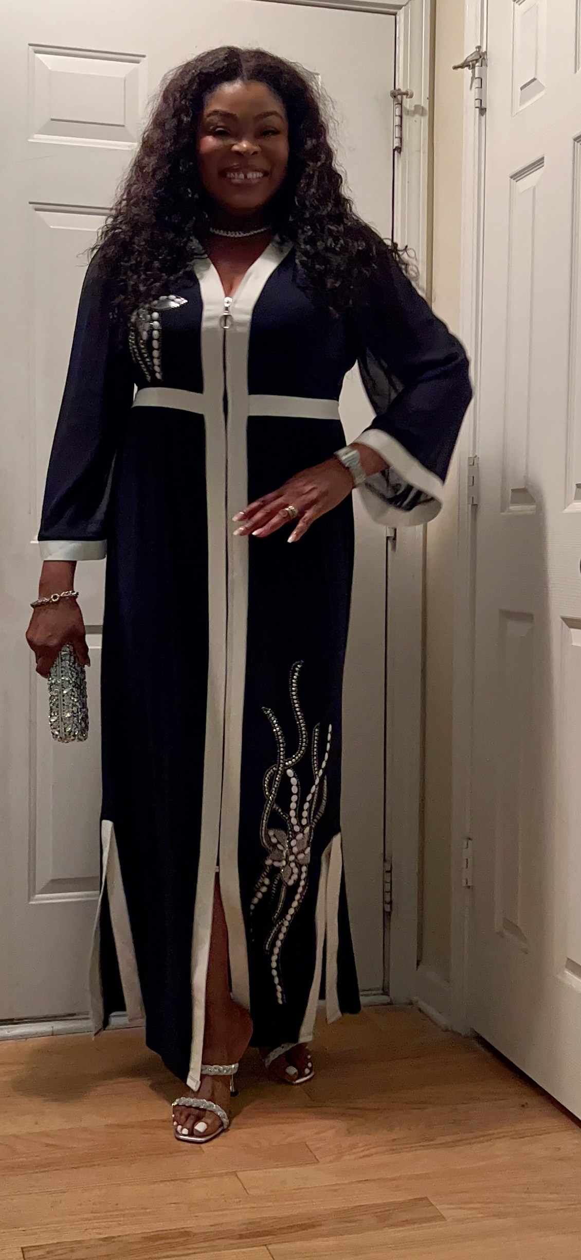 Maxi Dress Chiffon and spandex Beaded Dress Party Dress Church Dress 
