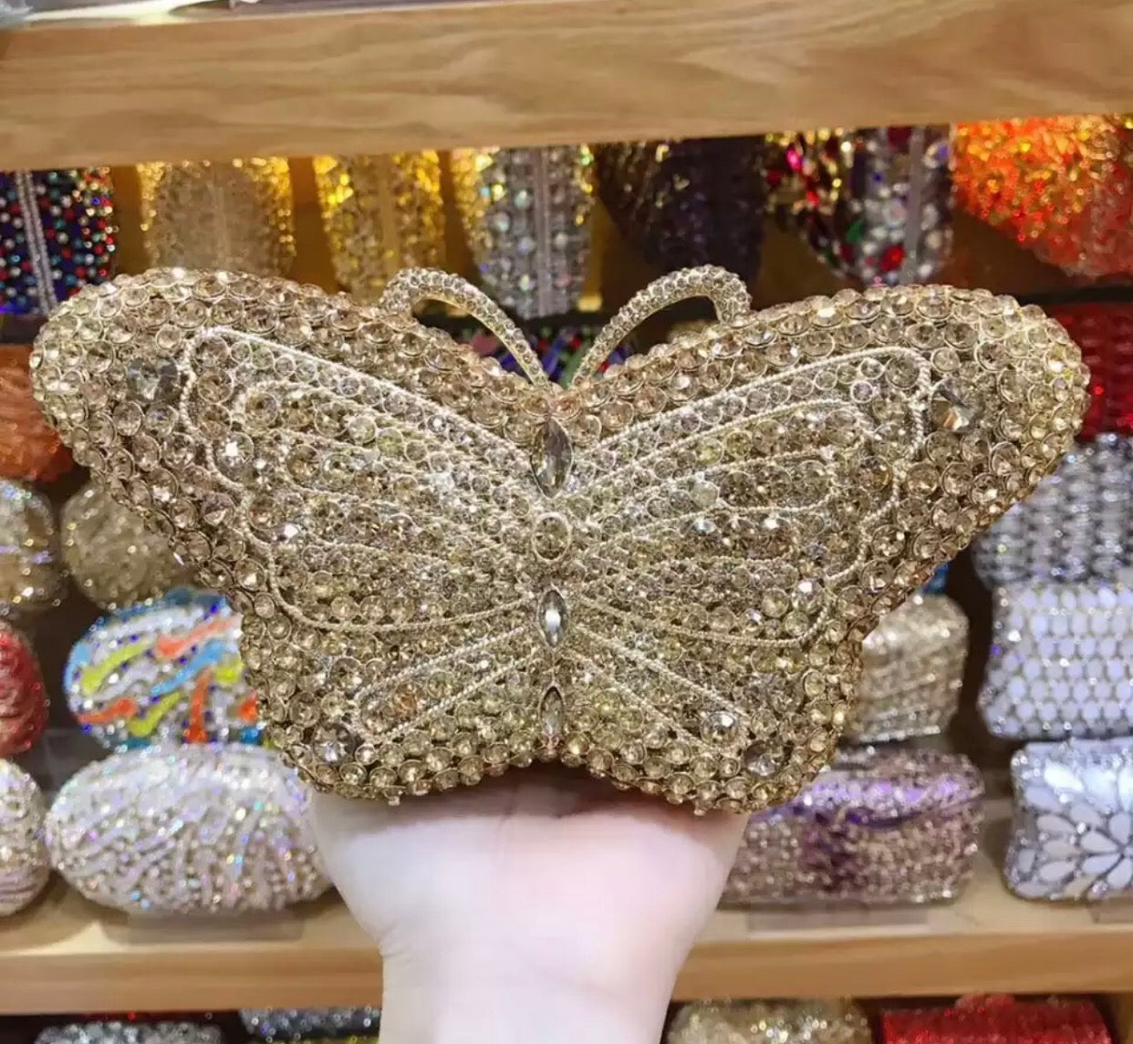 Butterfly Gold Crystals purse