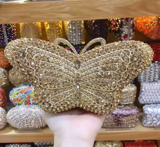 Butterfly Gold Crystals purse