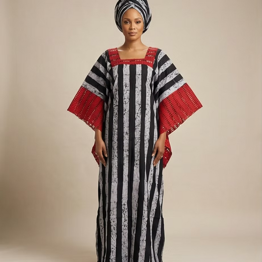 Elegant Adire Aso Oke Kaftan , Rich Mummy Adire Kaftan