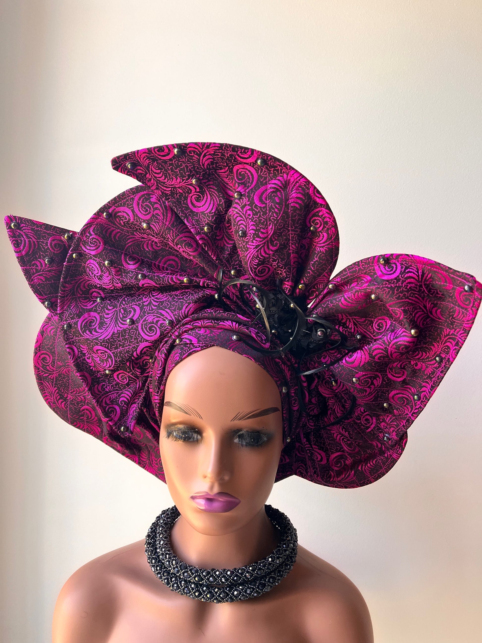 African Auto Gele Ready made Auto Gele with stones