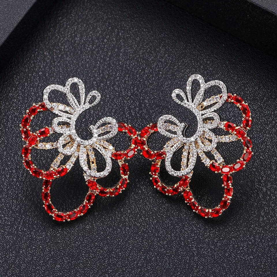 Big Classy CZ  Handmade Earrings