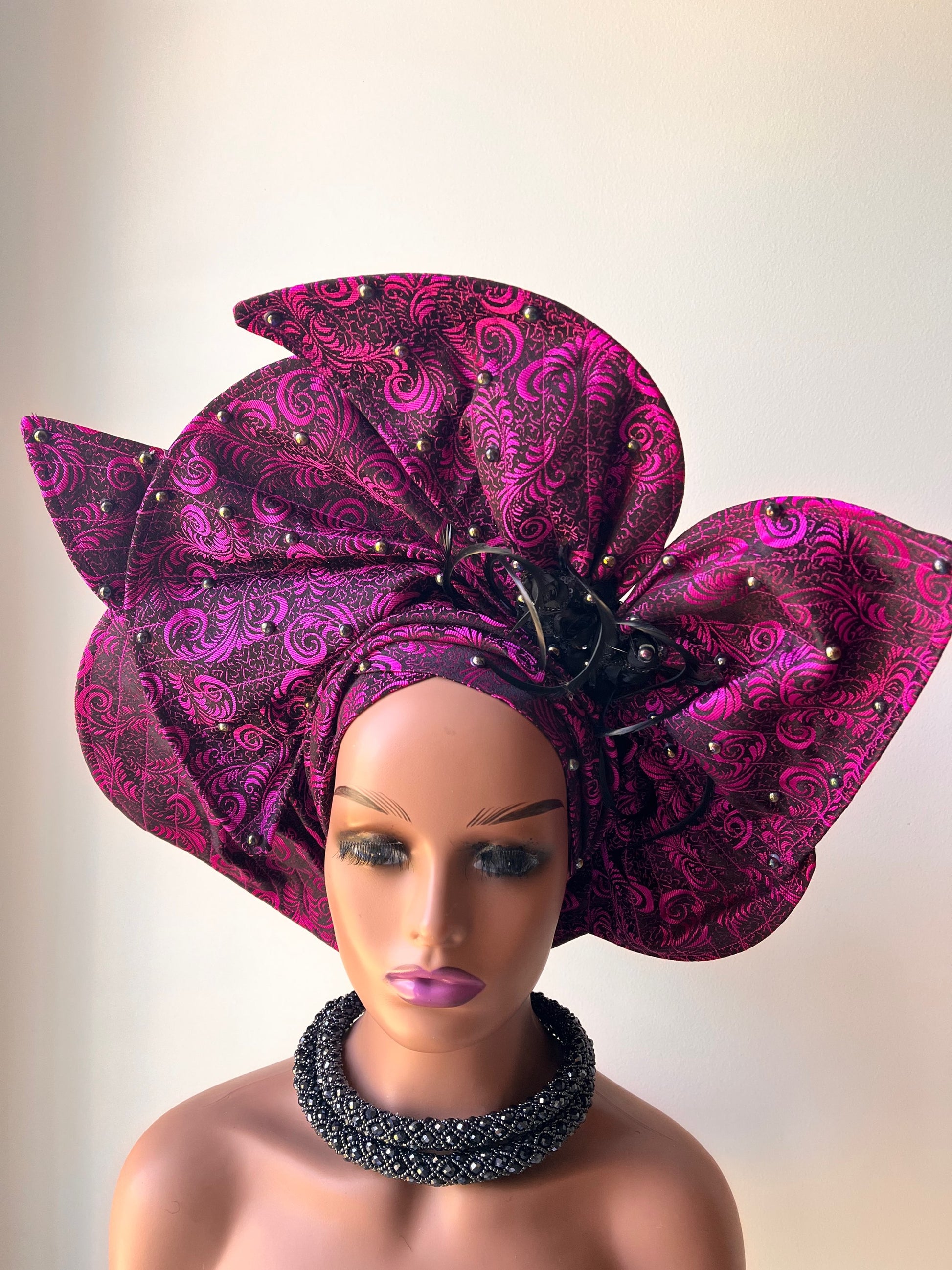 African Auto Gele Ready made Auto Gele with stones