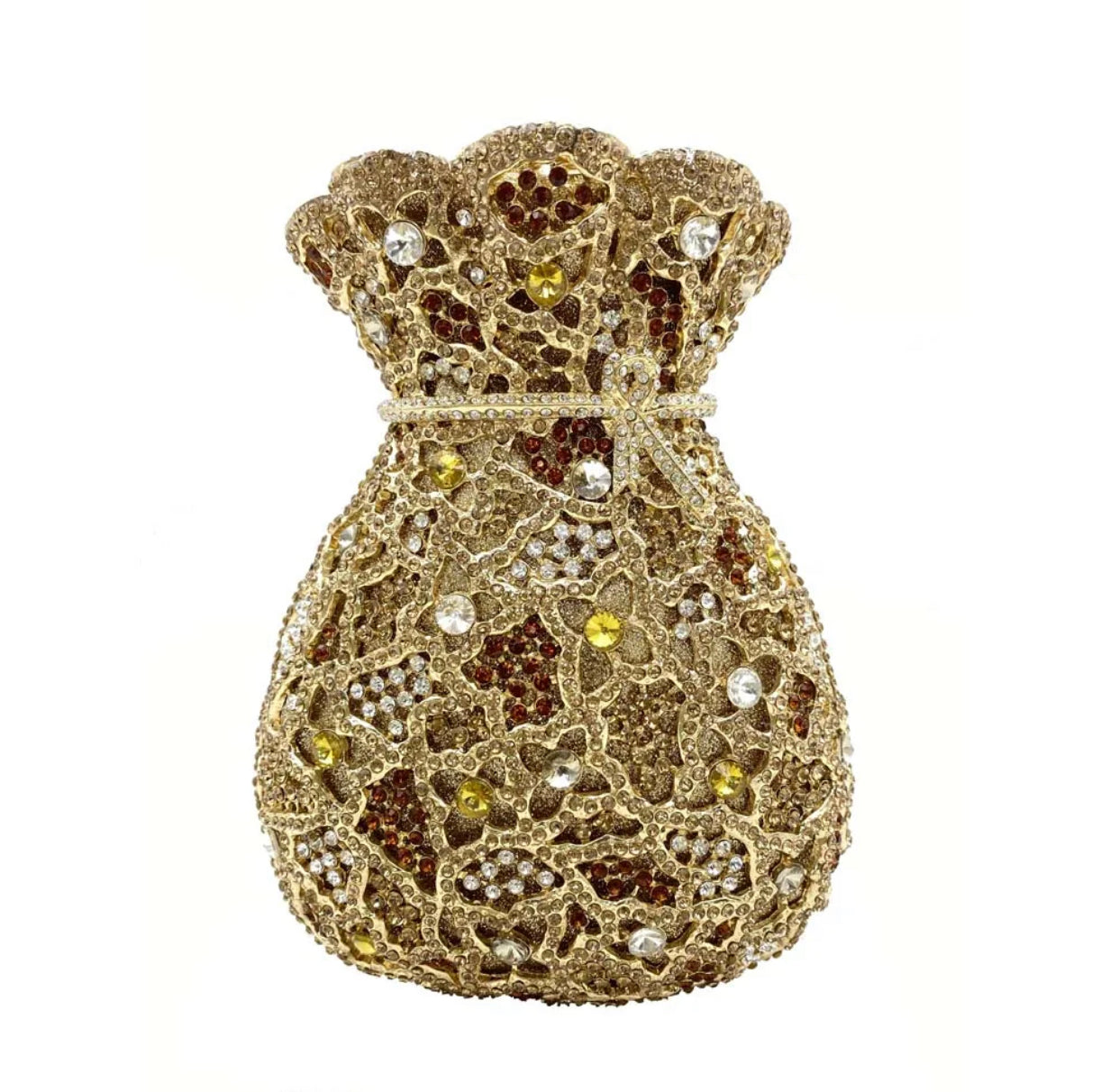Gold Crystal Rhinestone Clutch.