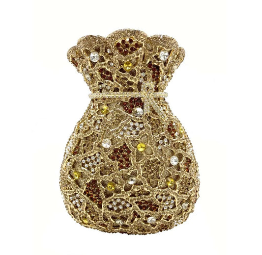 Gold Crystal Rhinestone Clutch.