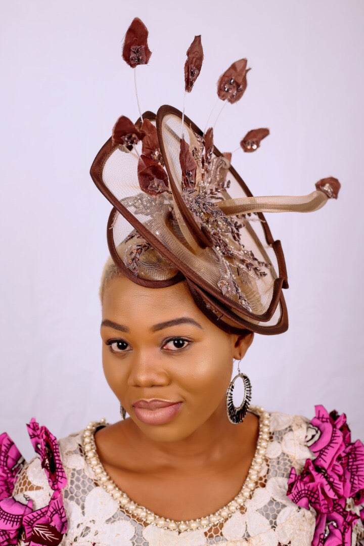Brown Swirl Fascinator