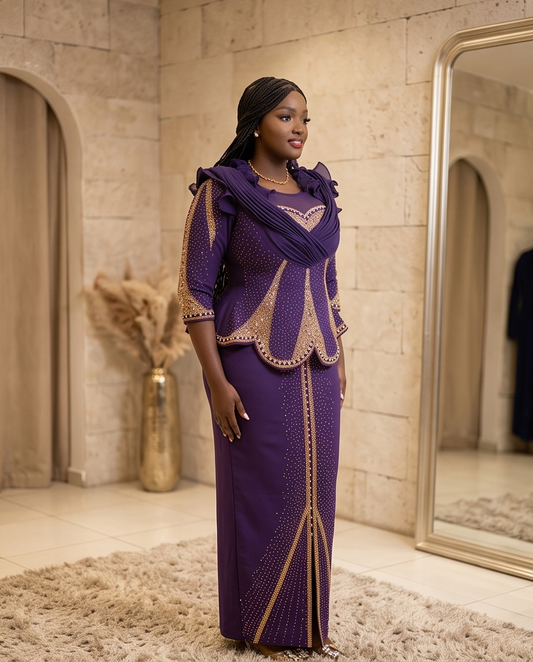 Purple Plue Size Embellished Dress, Wedding Guest Dress.