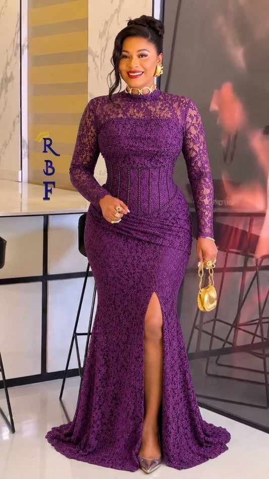 Purple Lace Maxi Evening Dress \ Birthday \ Gala Nite Dress.