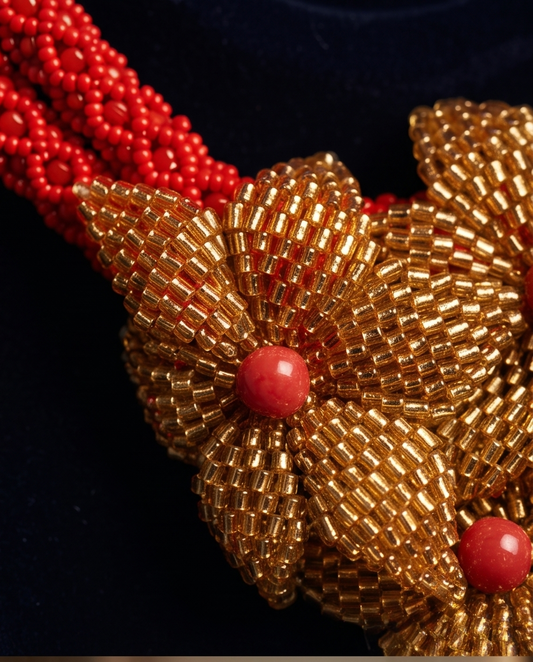 Flower Crystal Beaded Necklace Sets  Authentic Rose Choker Set