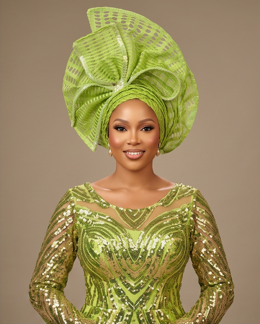 Ready Made Cap Auto Gele Lemon Aso OKe Net  Headgear