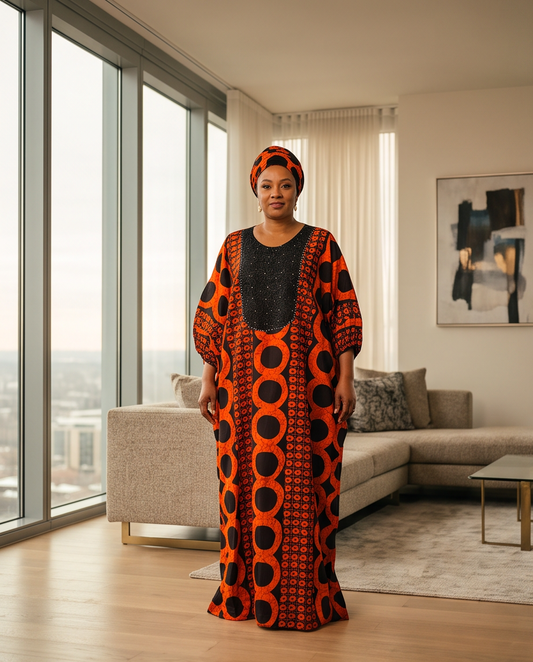 Ankara Lace  Embroidered Kaftan