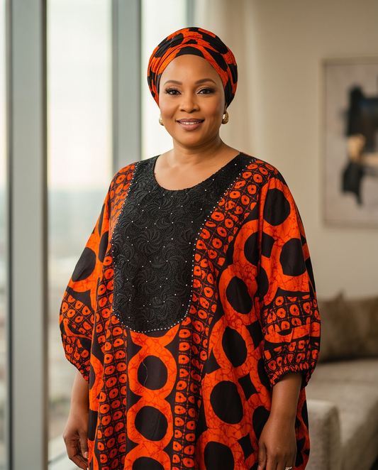 Ankara Lace  Embroidered Kaftan