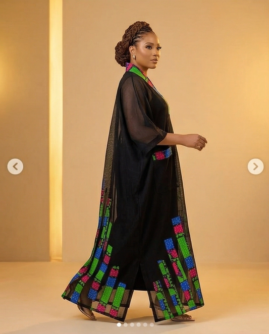 Elegant Sequins Embellished Kaftan, Women Feather design Free Dress
