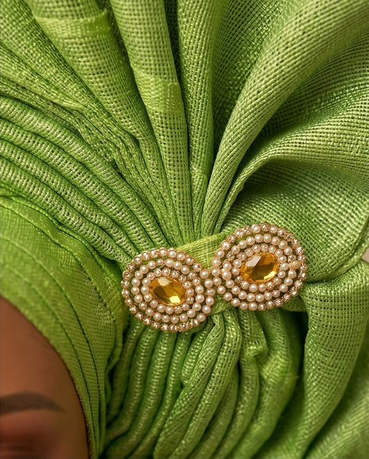 Nneka Auto Gele, Lemon  Ready made Headgear.