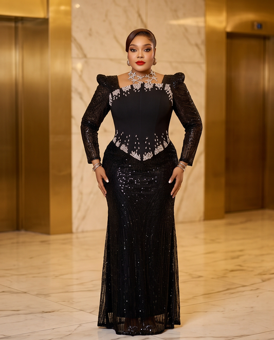 Black Bella Fancy Evening  Dress
