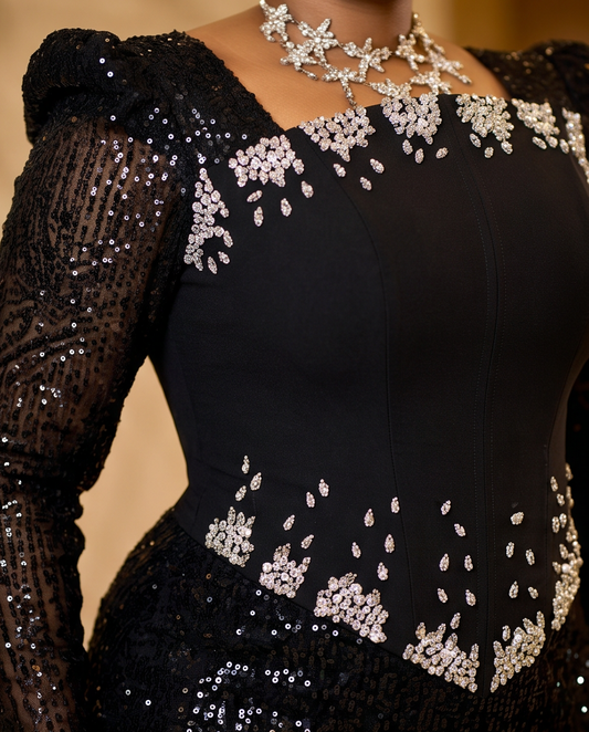 Black Bella Fancy Evening  Dress