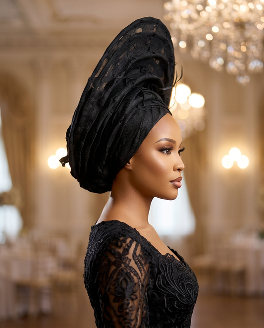 African Auto Gele / pre tie Auto Gele Black Wedding Gele / Bridal Gele