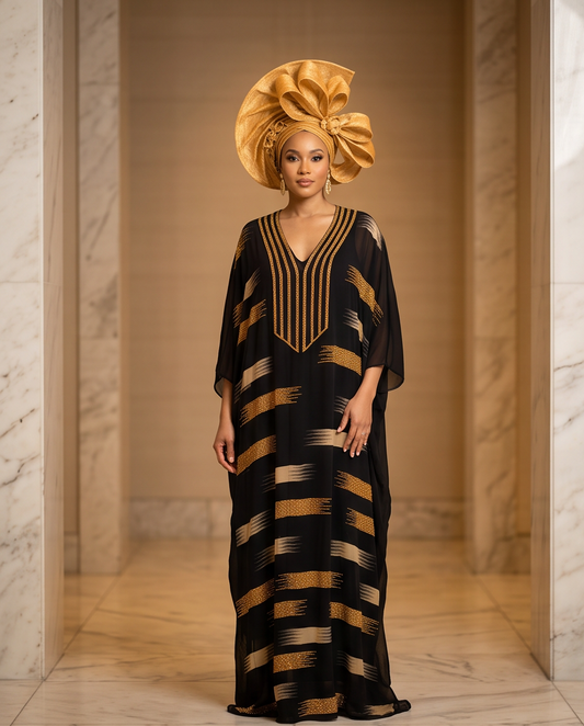 African Chic Crafted Boubou, Rich Auntie Elegant Kaftan