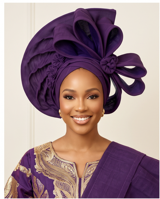African Auto Gele , Rich mummy Auto Gele, Burnt Orange Auto Gele