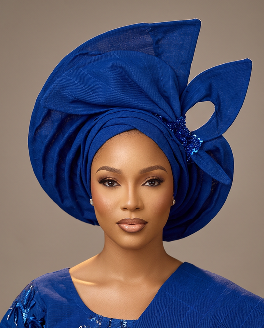 Ready To Wear Blue  Rich Anutie Auto Gele