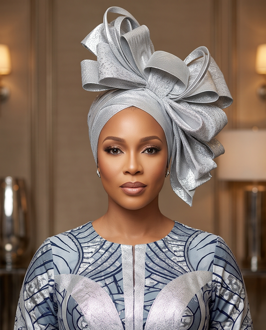 Silver fascinator Turban