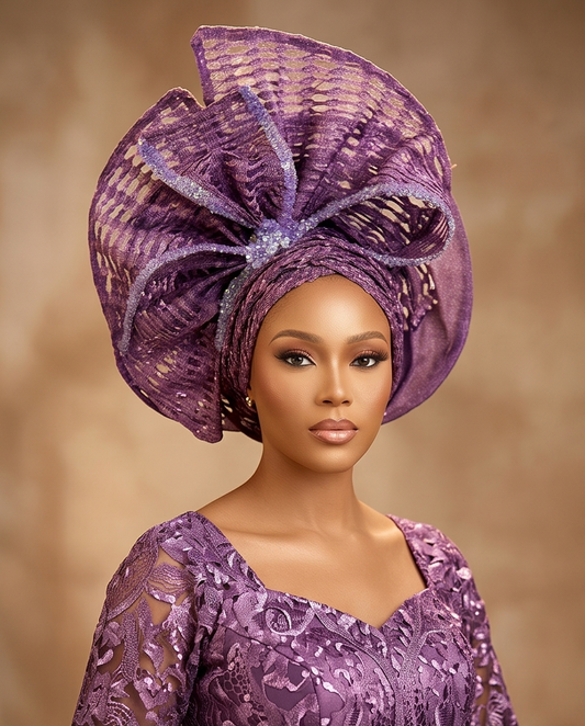 White Auto Gele , Bridal Auto gele , Wedding Auto Gele , Rich Auntie Auto Gele