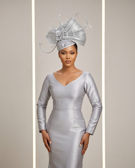 Lovely Silver Sequins Derby fascinator, Tea party Hat