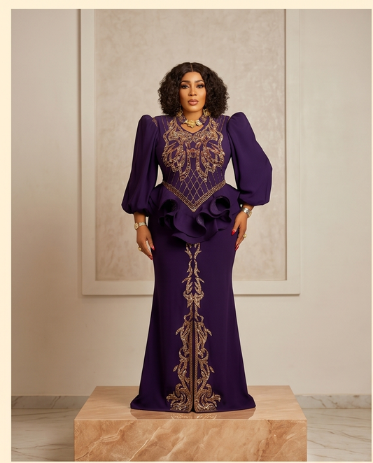 Elegant purple spandex Sequins Dress