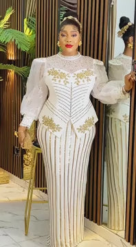 Fabulous Luxury White Dress, Beaded Dress, Women party Dress, Wedding Outfit