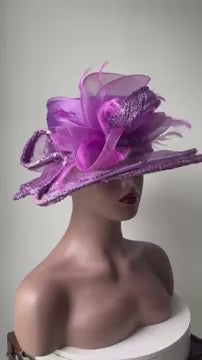 Magenta Wedding Full Hat, Kentucky Derby Wedding Hat.