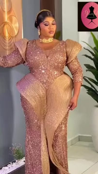 Modern African Women Party Dress, Elegant Rich Auntie outfit .