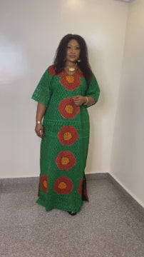 Stylish Bella Long Dress, Rich mummy vibe maxi Dress, Ankara Lace Flower  Dress