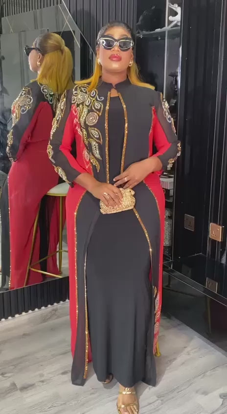 Fancy Long Sequins kaftan / Two pcs party kaftan