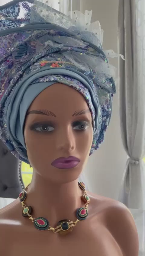 Auto Gele headwrap /  Bridal Auto Gele/  African Auto Gele