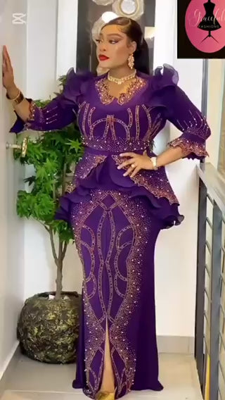 Purple Fancy Sequins Evening Dress