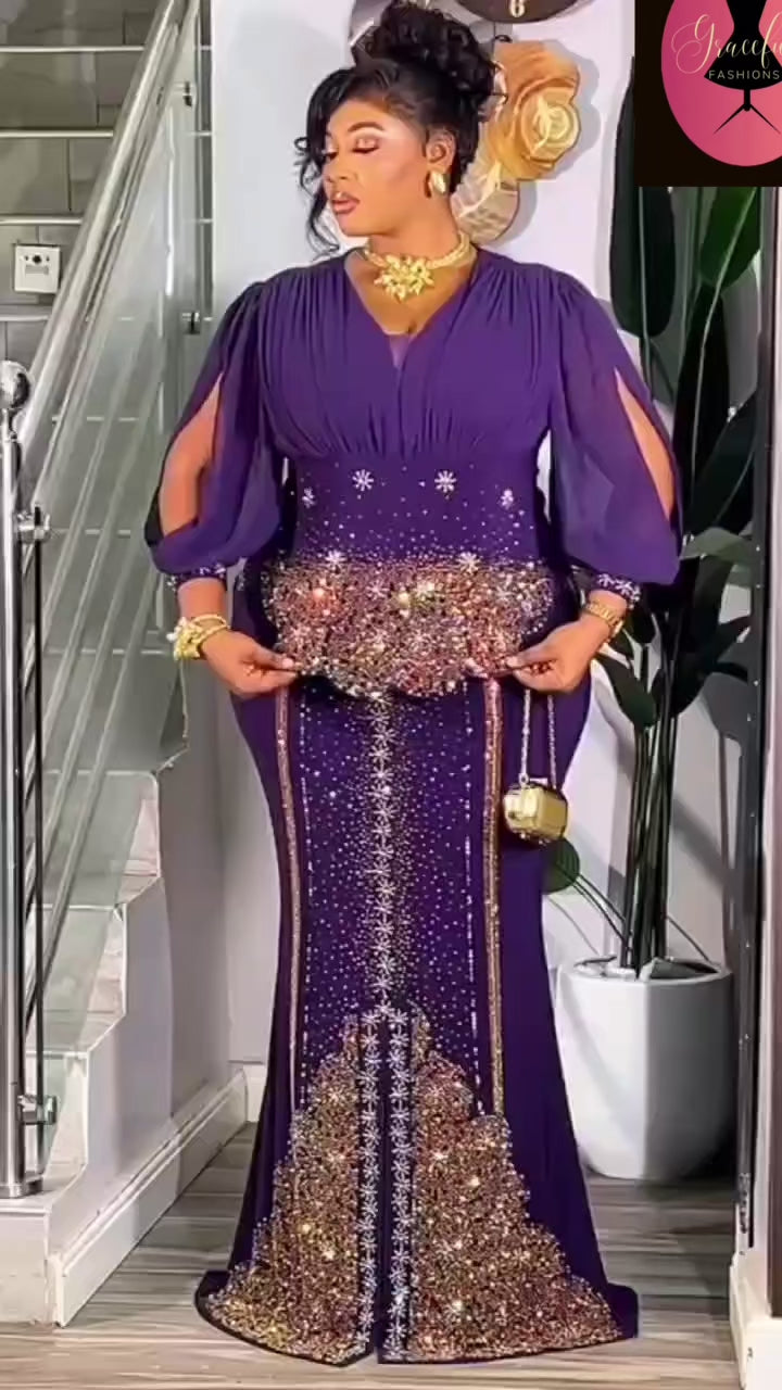 Beautiful Gorgeous purple Floor Length Plus - Size Evening Dress