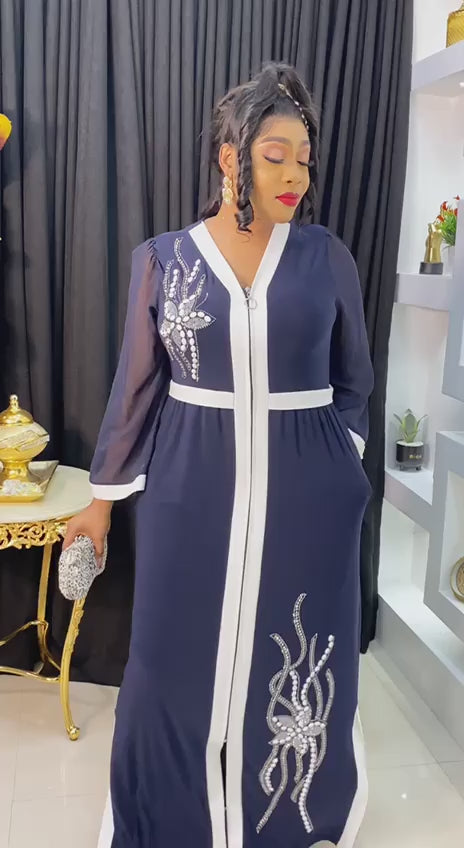 Maxi Dress Chiffon and spandex Beaded Dress Party Dress Church Dress